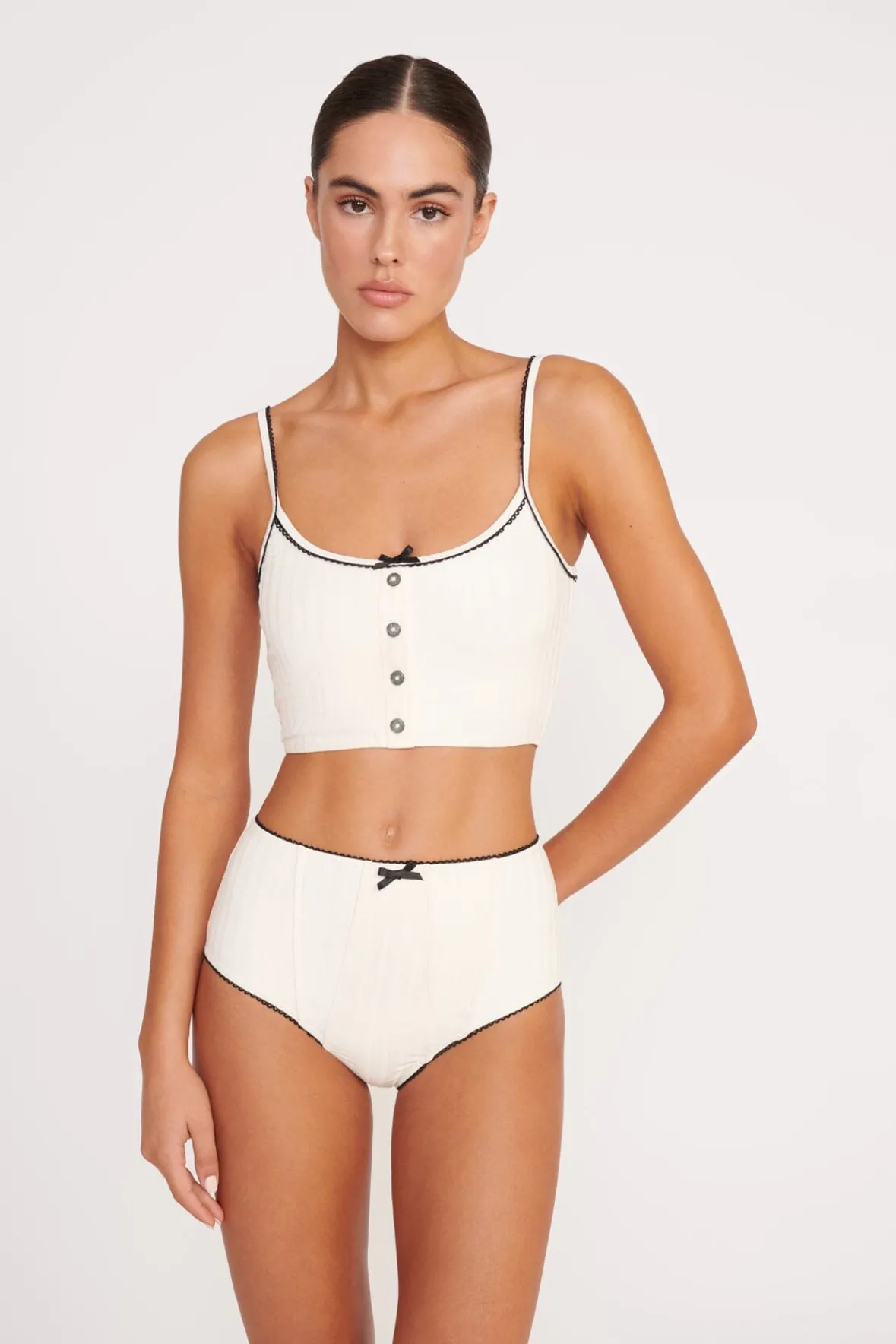Bikinis<STAUD ABBY SWIM TOP IVORY BLACK IVORYBLACK