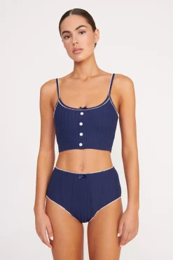Bikinis<STAUD ABBY SWIM TOP  NAVY WHITE NAVYWHITE