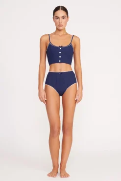 Bikinis<STAUD ABBY SWIM TOP  NAVY WHITE NAVYWHITE