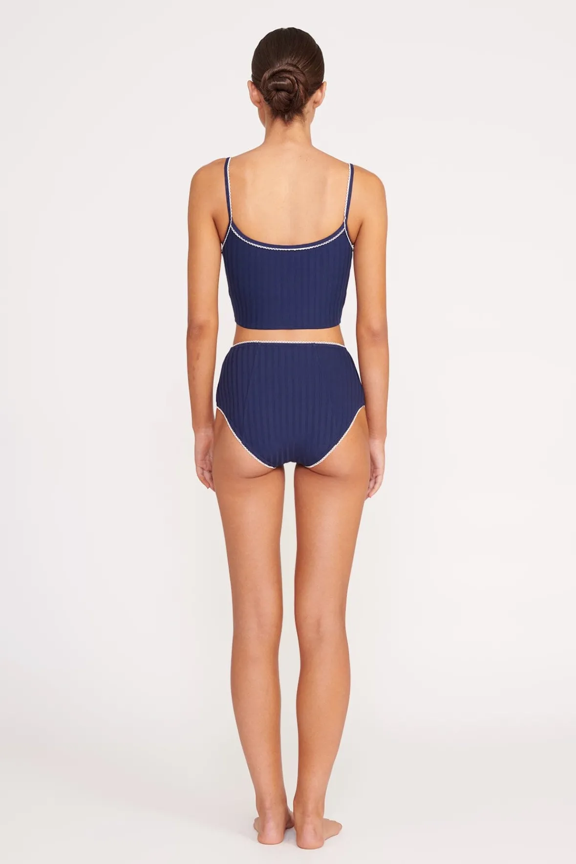 Bikinis<STAUD ABBY SWIM TOP NAVY WHITE NAVYWHITE