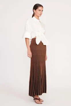 Best Sellers|Skirts<STAUD ALEIDA SKIRT  TAN BLACK TANBLACK