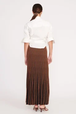Best Sellers|Skirts<STAUD ALEIDA SKIRT  TAN BLACK TANBLACK