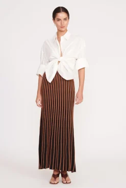 Best Sellers|Skirts<STAUD ALEIDA SKIRT  TAN BLACK TANBLACK