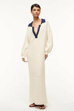 Knits|Dresses<STAUD ALTEA DRESS  IVORY NAVY IVORYNAVY