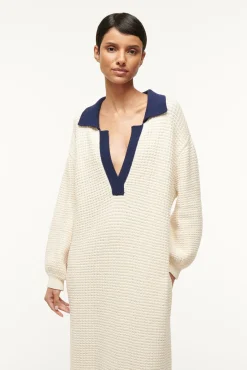 Knits|Dresses<STAUD ALTEA DRESS  IVORY NAVY IVORYNAVY