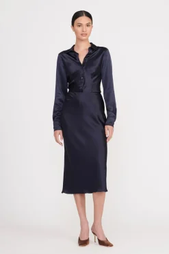 Skirts|Essentials<STAUD ANGELA SKIRT NAVY