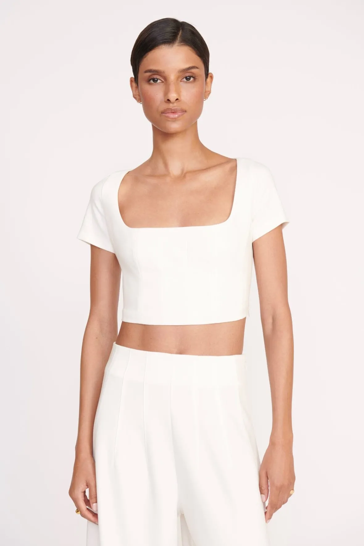 Tops<STAUD ANYA TOP IVORY
