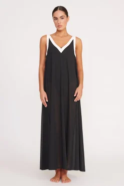 Cover-Ups<STAUD AVELINE COVERUP DRESS  BLACK WHITE BLACKWHITE