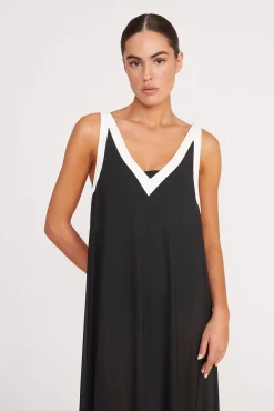 Cover-Ups<STAUD AVELINE COVERUP DRESS  BLACK WHITE BLACKWHITE