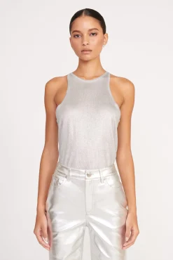 Tops<STAUD AYANA TOP   SILVER