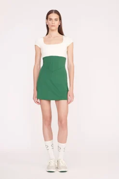 STAUD Court|Dresses<STAUD BACKSPIN DRESS  COURT GREEN IVORY COURTGREENIVORY