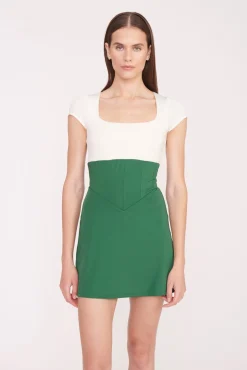 STAUD Court|Dresses<STAUD BACKSPIN DRESS  COURT GREEN IVORY COURTGREENIVORY