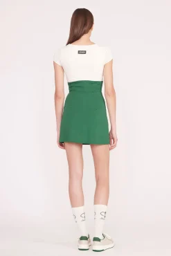 STAUD Court|Dresses<STAUD BACKSPIN DRESS  COURT GREEN IVORY COURTGREENIVORY