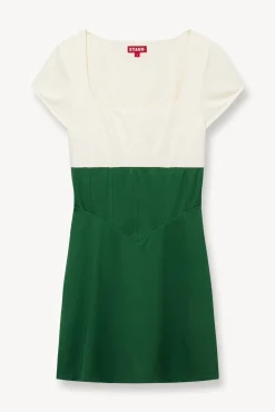 STAUD Court|Dresses<STAUD BACKSPIN DRESS  COURT GREEN IVORY COURTGREENIVORY