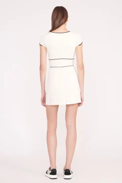 STAUD Court|Dresses<STAUD BACKSPIN DRESS  IVORY BLACK IVORYBLACK