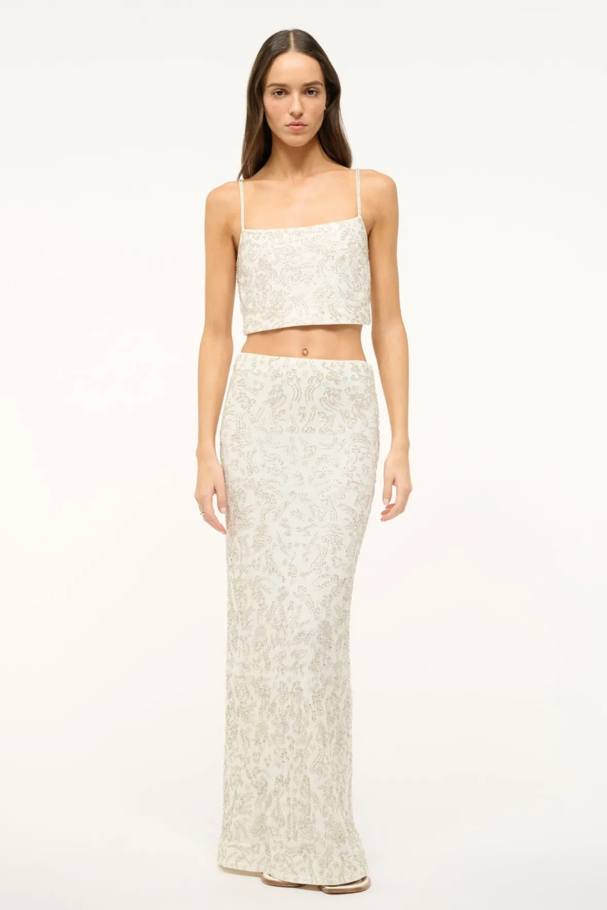STAUD Bride|The Evening Edit<STAUD BARLETTA SKIRT IVORY