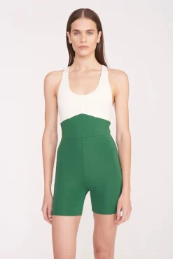 STAUD Court<STAUD BOUNCE SHORT UNITARD  COURT GREEN IVORY COURTGREENIVORY