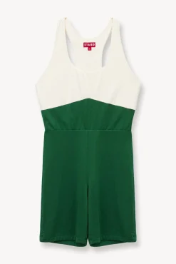 STAUD Court<STAUD BOUNCE SHORT UNITARD  COURT GREEN IVORY COURTGREENIVORY