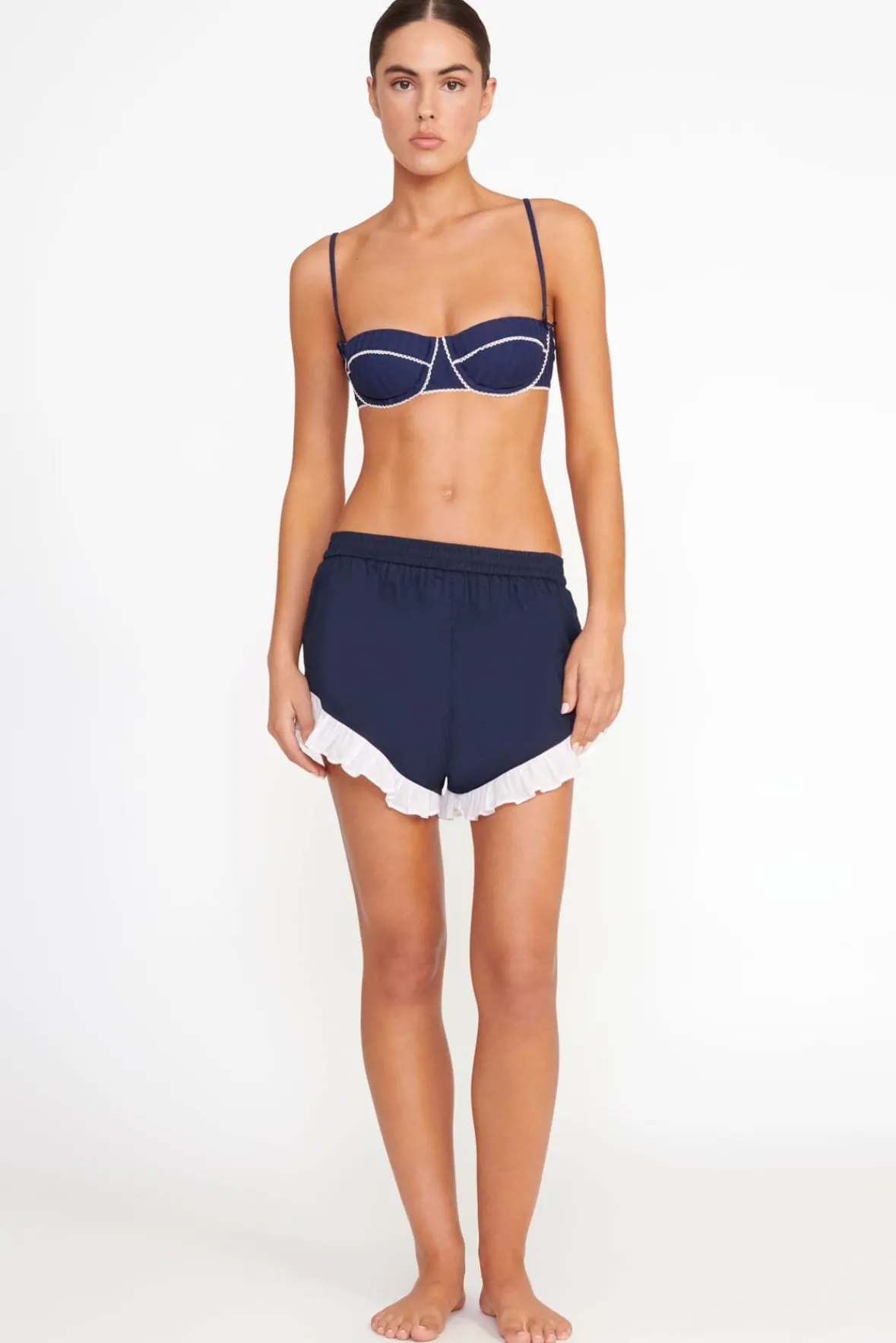 Cover-Ups<STAUD BOYANA SHORT NAVY WHITE NAVYWHITE