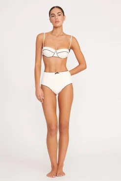Bikinis<STAUD BRENTON HIGH RISE BIKINI BOTTOM  IVORY BLACK IVORYBLACK