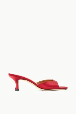 Mules & Flats<STAUD BRIGITTE MULE  RUBY SATIN RUBYSATIN