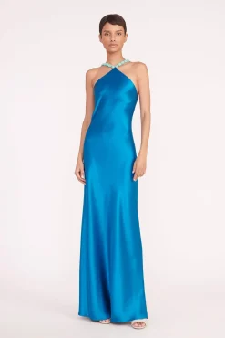 Dresses<STAUD CADENCE DRESS  ISLAND BLUE ISLANDBLUE