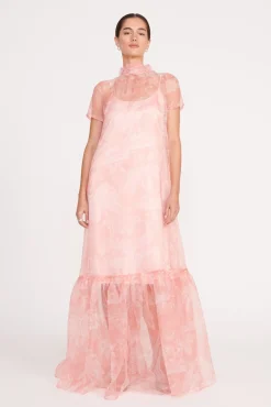 Best Sellers|The Evening Edit<STAUD CALLUNA DRESS CHERRY BLOSSOM IVORY TOILE CHERRYBLOSSOMIVORYTOILE