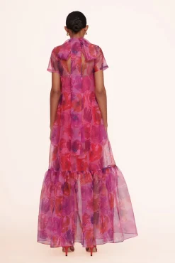 Best Sellers|Dresses<STAUD CALLUNA DRESS  MAGENTA PAINTED FLORAL MAGENTAPAINTEDFLORAL