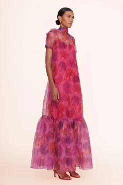 Best Sellers|Dresses<STAUD CALLUNA DRESS  MAGENTA PAINTED FLORAL MAGENTAPAINTEDFLORAL