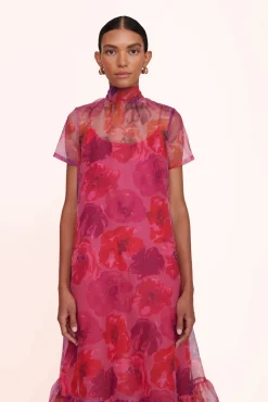 Best Sellers|Dresses<STAUD CALLUNA DRESS  MAGENTA PAINTED FLORAL MAGENTAPAINTEDFLORAL