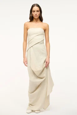 The Evening Edit|Dresses<STAUD CARAVAGGIO DRESS NATURAL