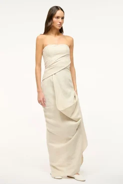 The Evening Edit|Dresses<STAUD CARAVAGGIO DRESS   NATURAL