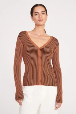 Best Sellers|Knits<STAUD CARGO SWEATER BLACK TAN BLACKTAN