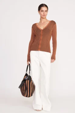 Best Sellers|Knits<STAUD CARGO SWEATER  BLACK TAN BLACKTAN