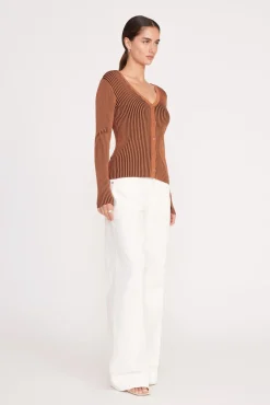 Best Sellers|Knits<STAUD CARGO SWEATER  BLACK TAN BLACKTAN