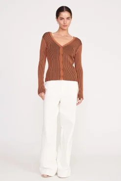 Best Sellers|Knits<STAUD CARGO SWEATER  BLACK TAN BLACKTAN