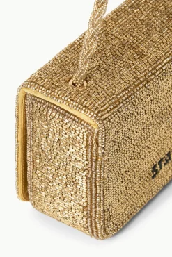 Clutches|Beaded<STAUD CARMEN BEADED BOX BAG   GOLD