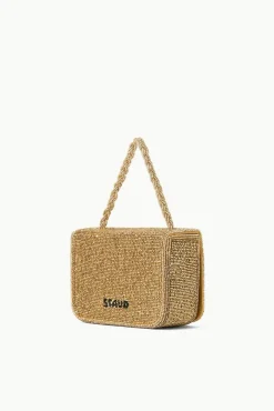 Clutches|Beaded<STAUD CARMEN BEADED BOX BAG   GOLD