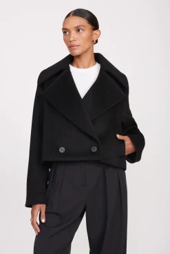 Best Sellers<STAUD CARVER CROPPED COAT   BLACK