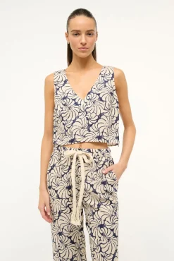 Tops<STAUD CATANIA TOP  NAVY SCALLOP BLOCK PRINT NAVYSCALLOPBLOCKPRINT