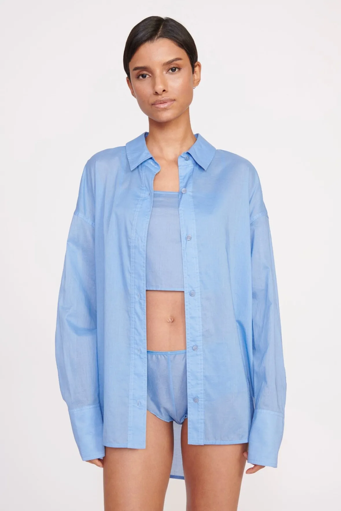 Tops<STAUD CHAMOMILE SHIRT AZURE