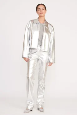 Best Sellers|Pants & Shorts<STAUD CHISEL PANT   SILVER