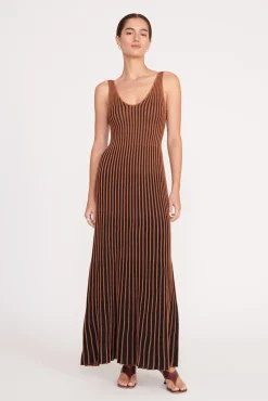 Dresses<STAUD CLARETTA DRESS  TAN BLACK TANBLACK