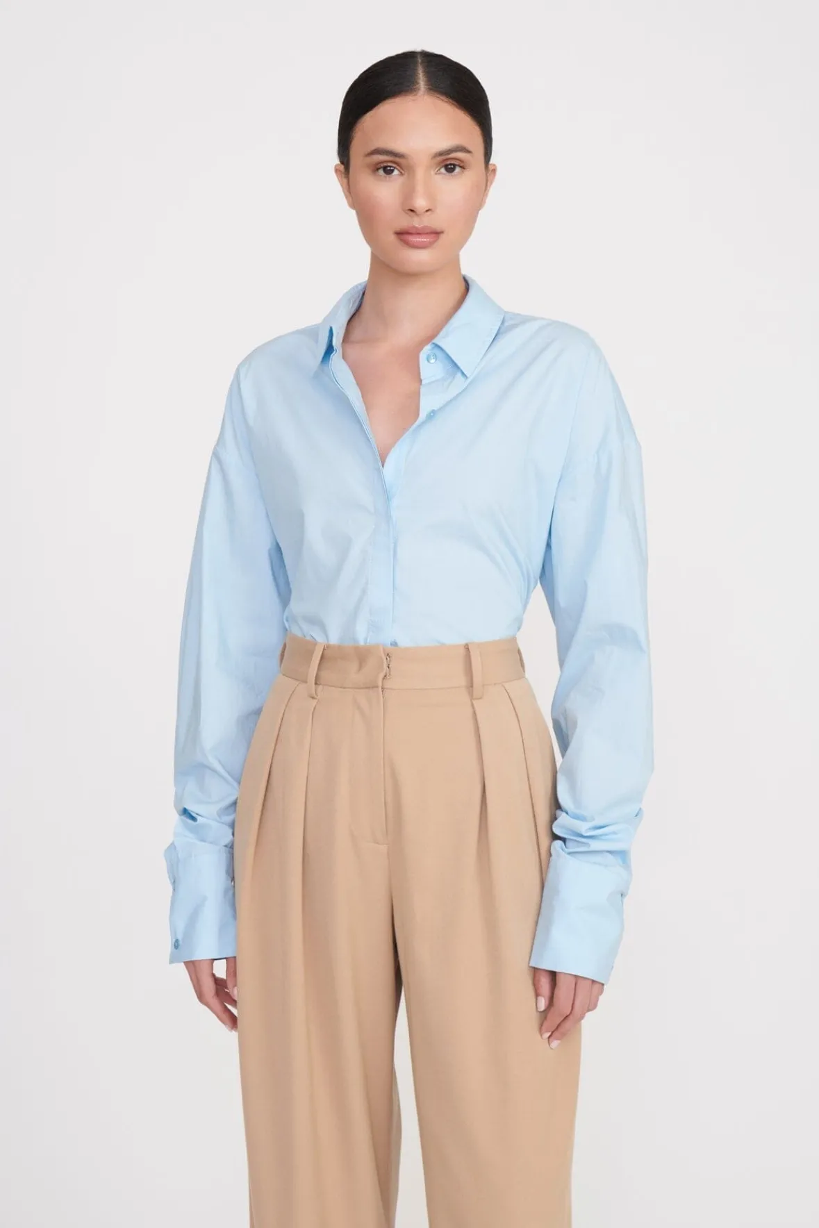 Poplin Shop<STAUD COLTON SHIRT FRENCH BLUE FRENCHBLUE