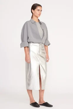 Best Sellers|Tops<STAUD COLTON SHIRT  HEATHER GREY SUITING HEATHERGREY