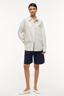 Spring Suiting|Poplin Shop<STAUD COLTON SHIRT IVORY MICRO STRIPE IVORYMICROSTRIPE
