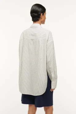 Spring Suiting|Poplin Shop<STAUD COLTON SHIRT  IVORY MICRO STRIPE IVORYMICROSTRIPE