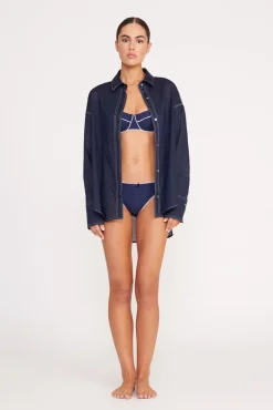 Cover-Ups<STAUD COLTON SHIRT  NAVY WHITE NAVYWHITE