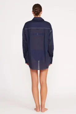 Cover-Ups<STAUD COLTON SHIRT  NAVY WHITE NAVYWHITE