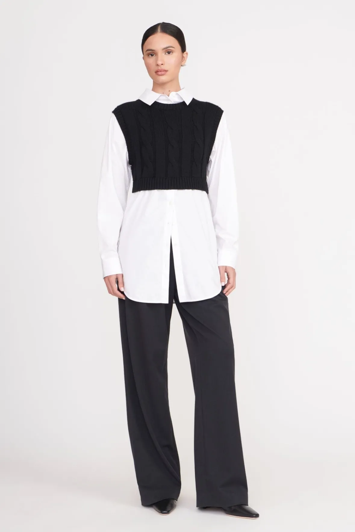 Tops<STAUD COOPER TOP BLACK WHITE BLACKWHITE
